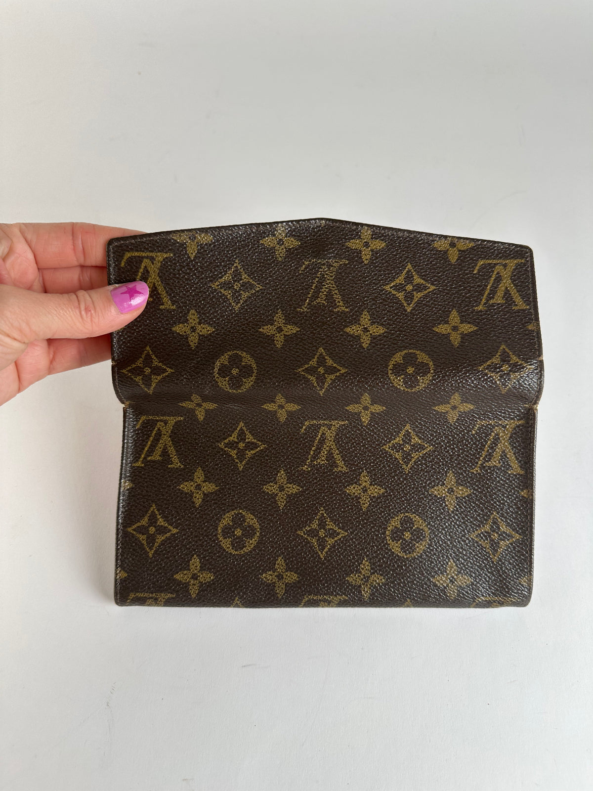 Vintage Louis Vuitton Monogram Canvas Bifold Wallet Brown Gold