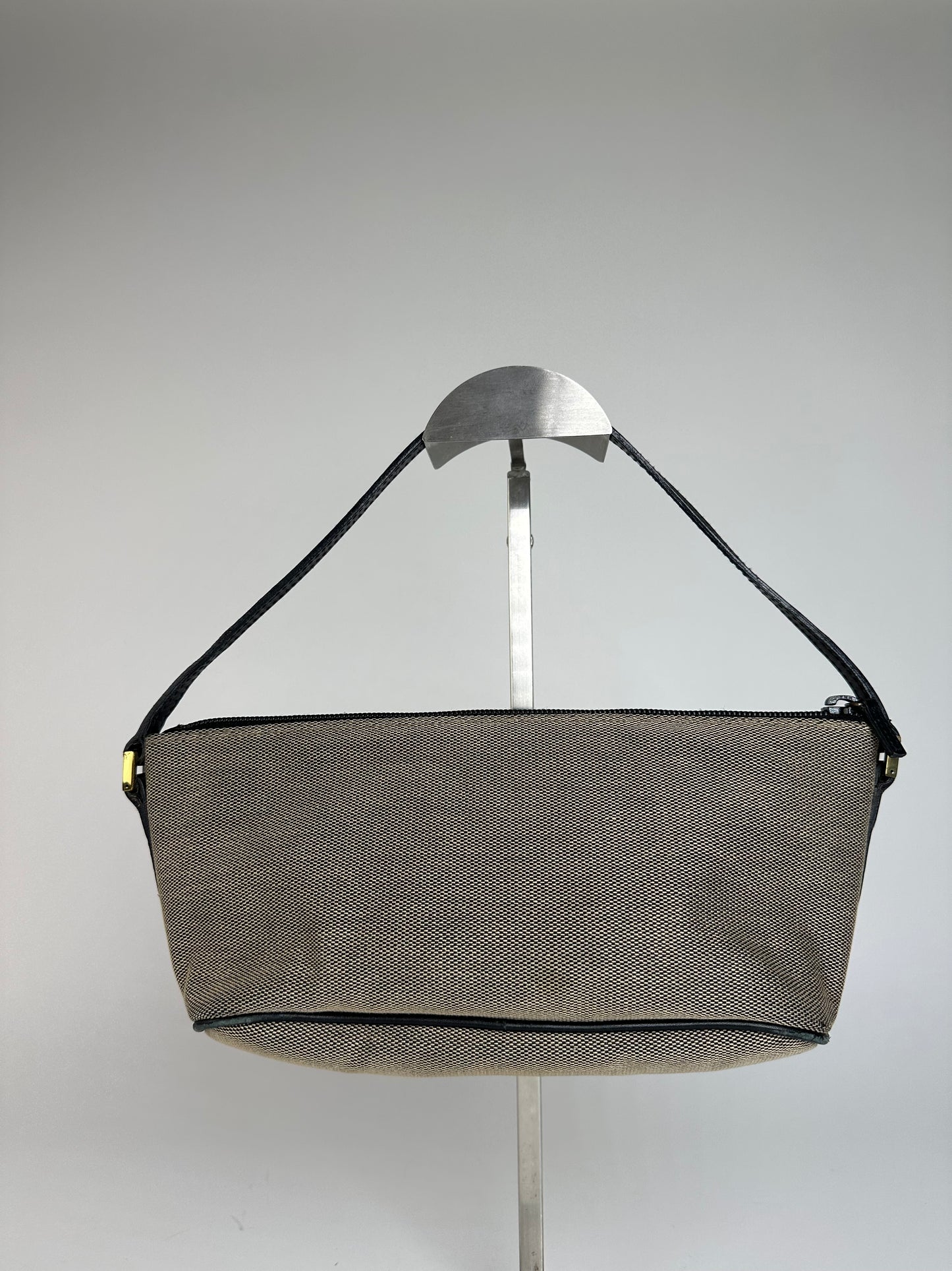 Vintage Gucci Leather / Canvas Mini Handbag Grey Black