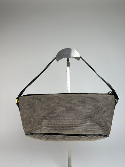 Vintage Gucci Leather / Canvas Mini Handbag Grey Black