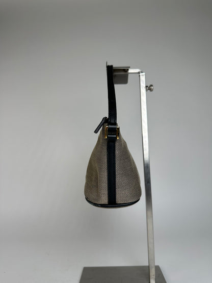 Vintage Gucci Leather / Canvas Mini Handbag Grey Black