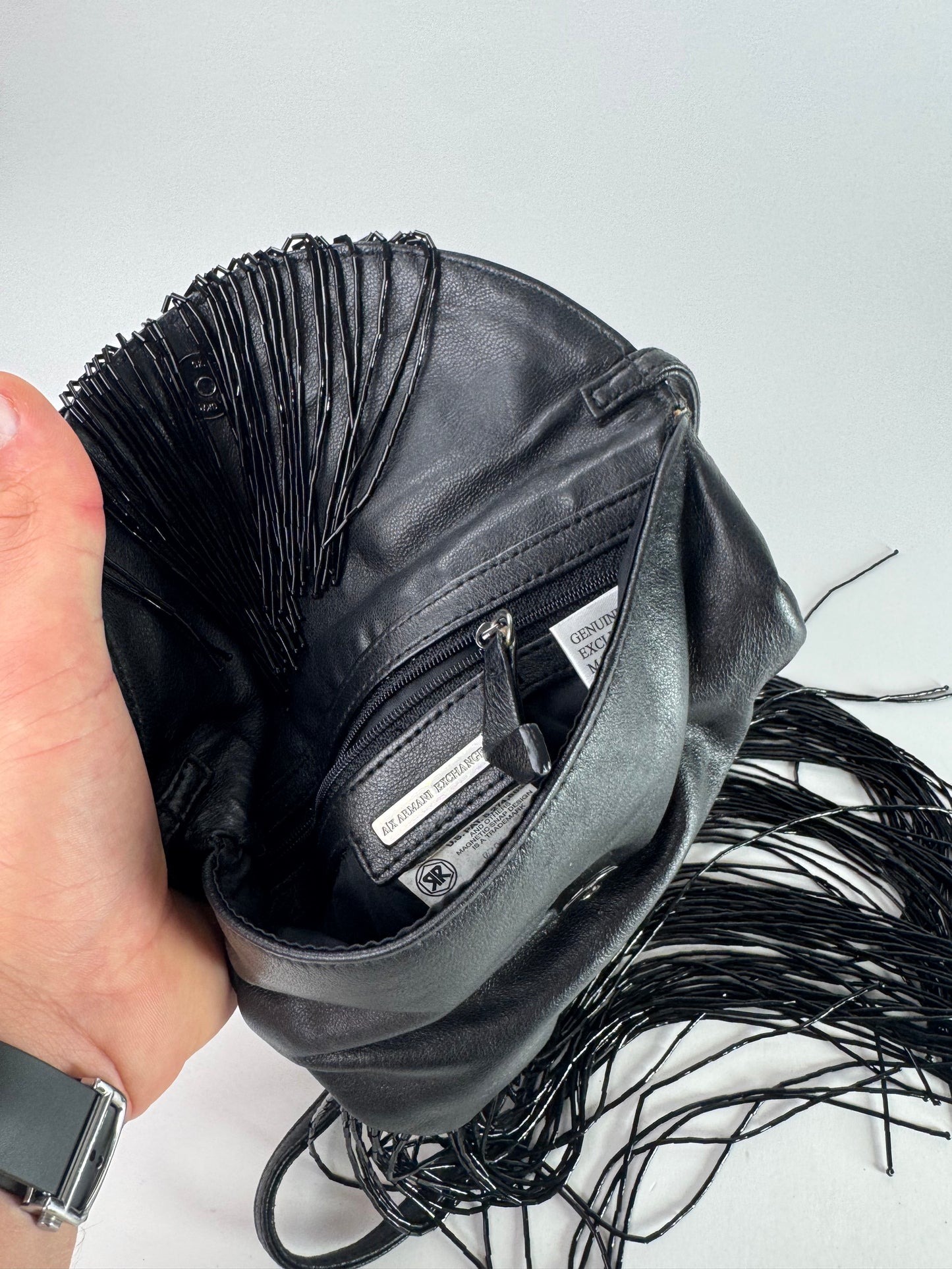 Vintage Armani Leather Bag Avantgarde Black