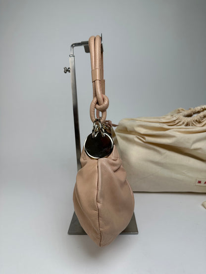 Vintage Marni Soft Leather Shoulder Bag Y2K Blush Pink Silver