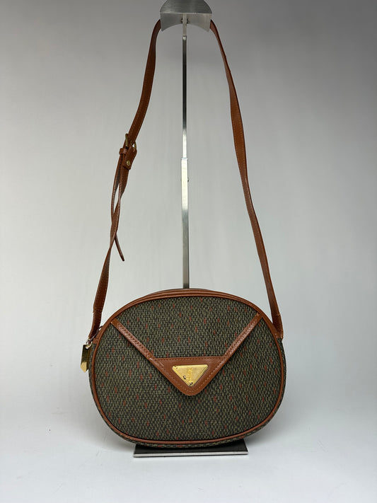 Vintage Yves Saint Laurent Flap Crossbody Bag Late 1980s Olive Brown