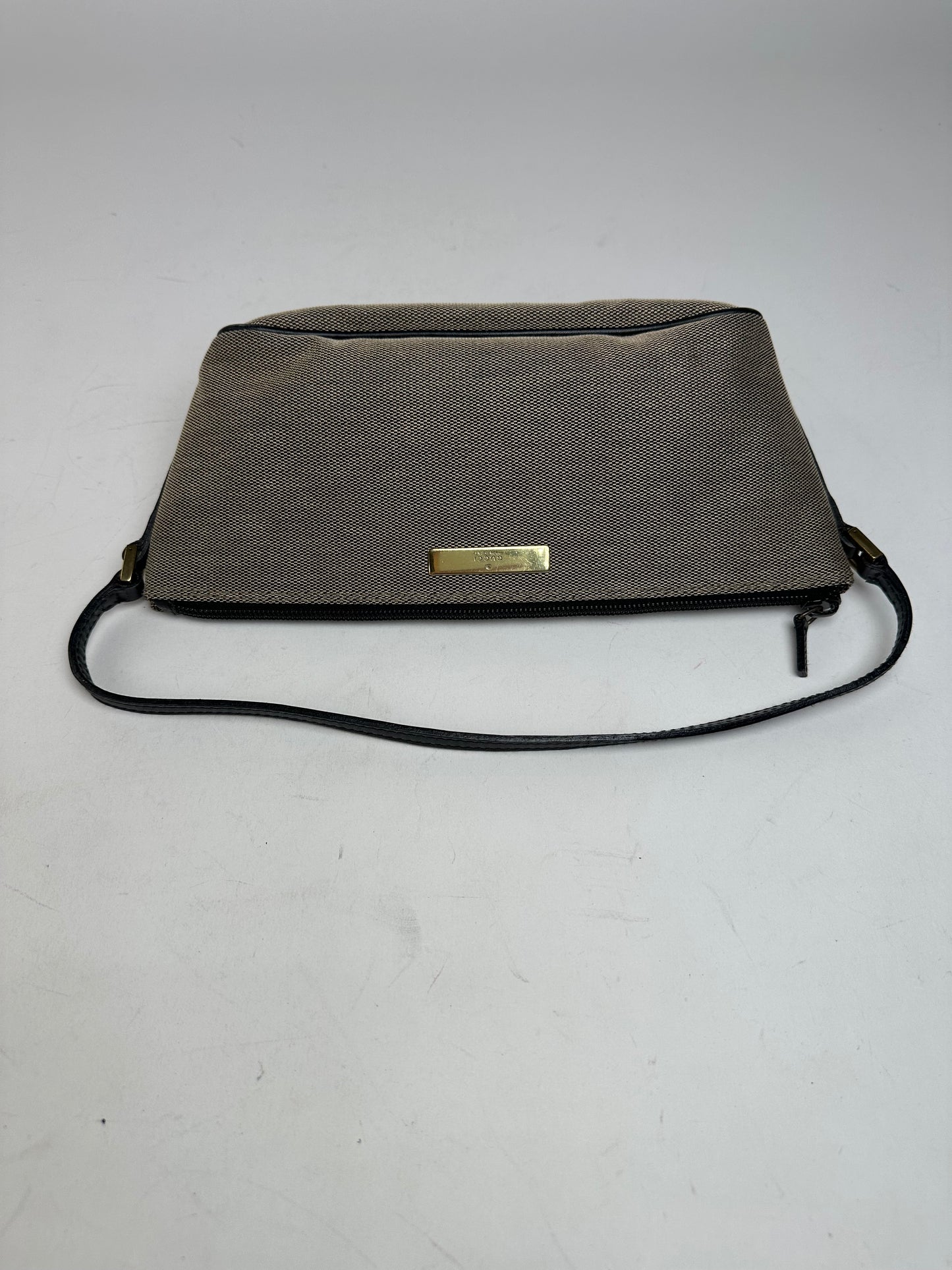 Vintage Gucci Leather / Canvas Mini Handbag Grey Black