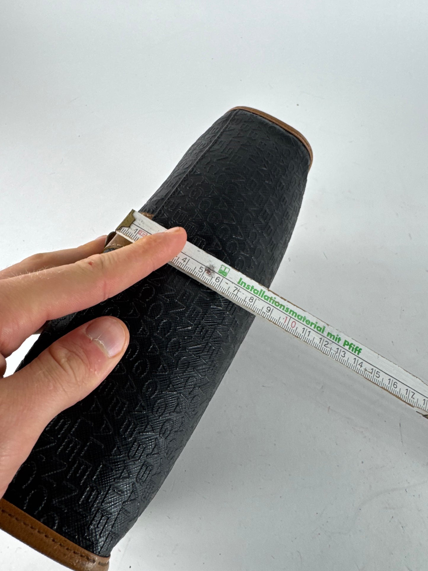 Vintage Balenciaga Monogram Leather Clutch Brown Black