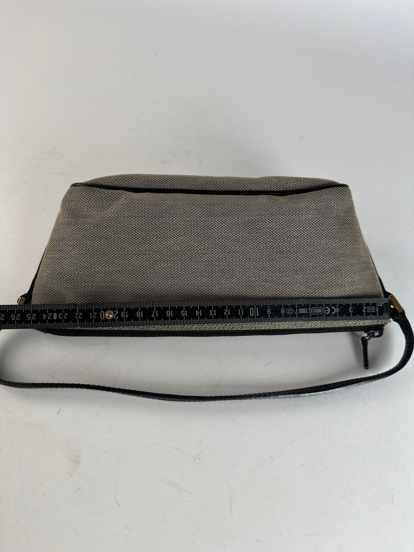 Vintage Gucci Leather / Canvas Mini Handbag Grey Black