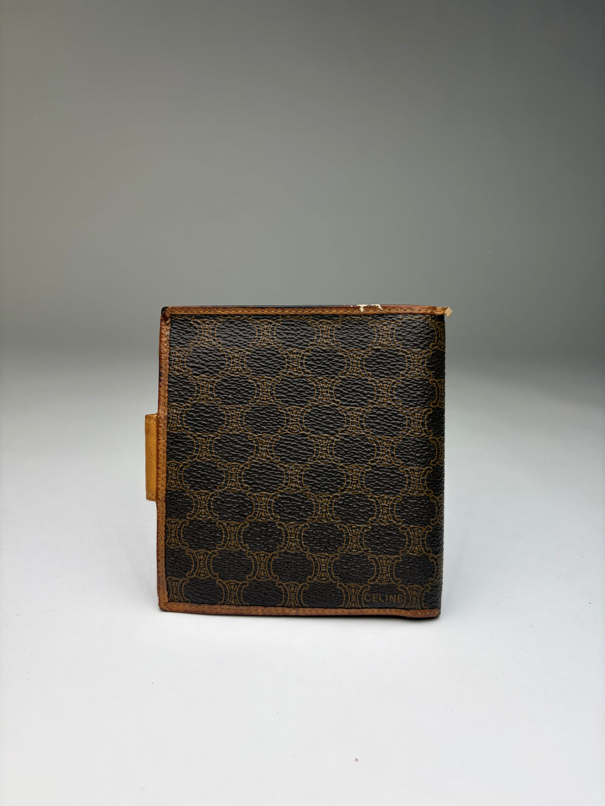 Vintage Celine Macadam Canvas Bifold Wallet Brown Tan