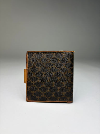 Vintage Celine Macadam Canvas Bifold Wallet Brown Tan