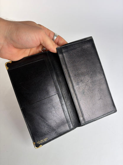 Vintage Celine Bifold Wallet Late 1980s Black Leather
