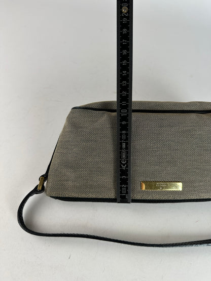Vintage Gucci Leather / Canvas Mini Handbag Grey Black