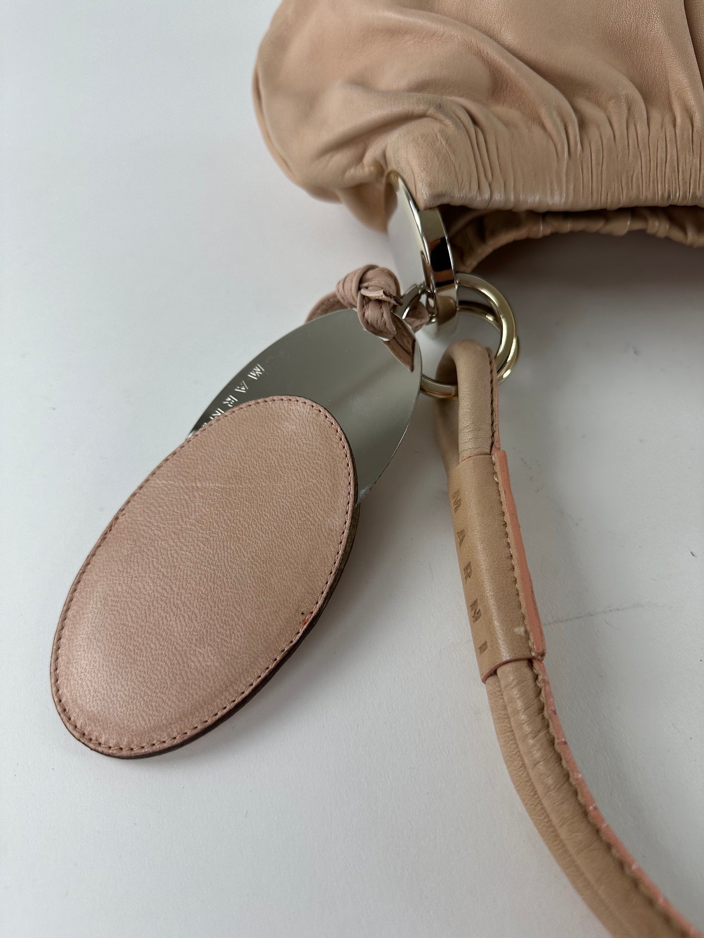 Vintage Marni Soft Leather Shoulder Bag Y2K Blush Pink Silver
