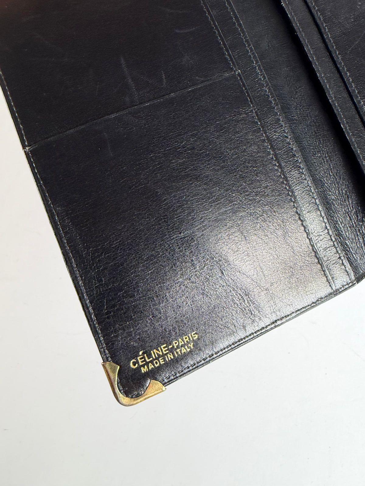 Vintage Celine Bifold Wallet Late 1980s Black Leather