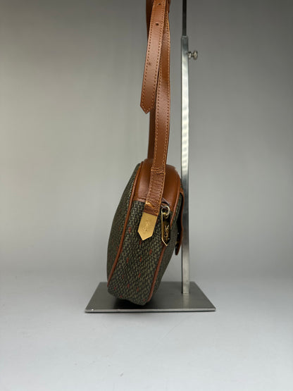 Vintage Yves Saint Laurent Flap Crossbody Bag Late 1980s Olive Brown