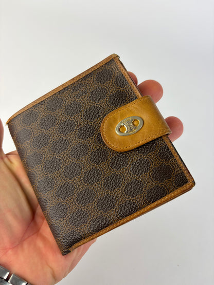 Vintage Celine Macadam Canvas Bifold Wallet Brown Tan