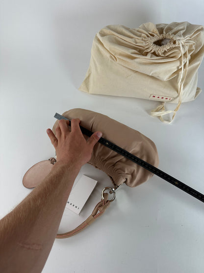 Vintage Marni Soft Leather Shoulder Bag Y2K Blush Pink Silver