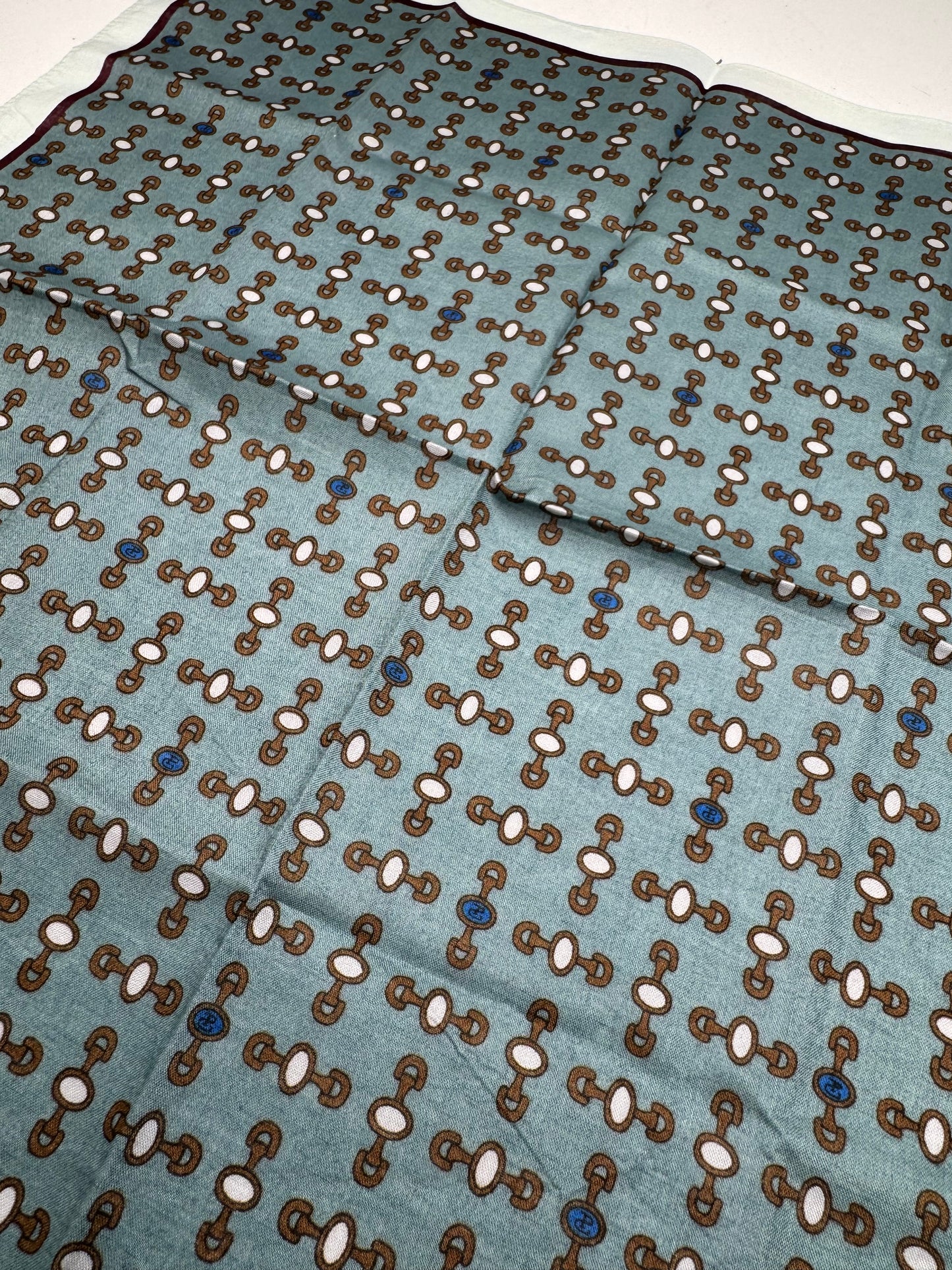 Vintage Gucci Horsebit Scarf Blue black