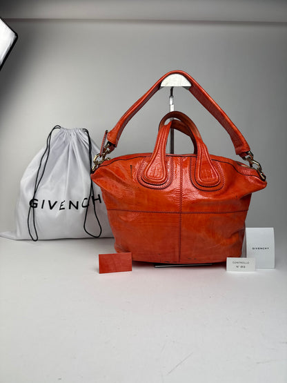 Sac vintage Givenchy Nightingale en cuir verni à deux voies Orange