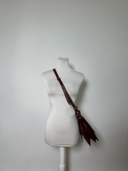 Vintage Cartier Smooth Leather Shoulder Bag Burgundy Gold