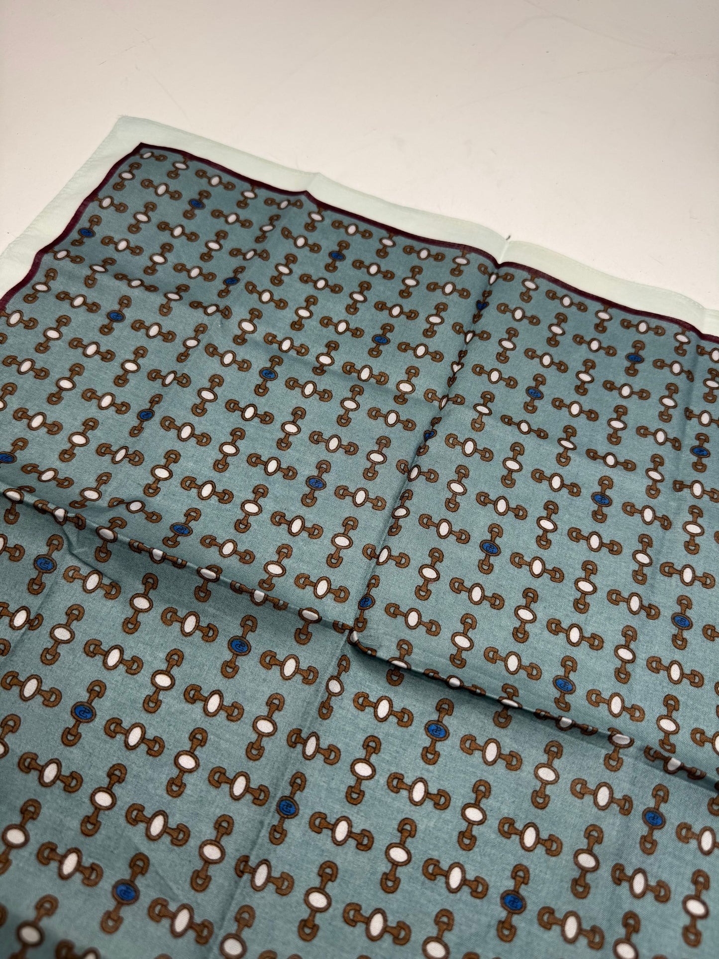 Vintage Gucci Horsebit Scarf Blue black