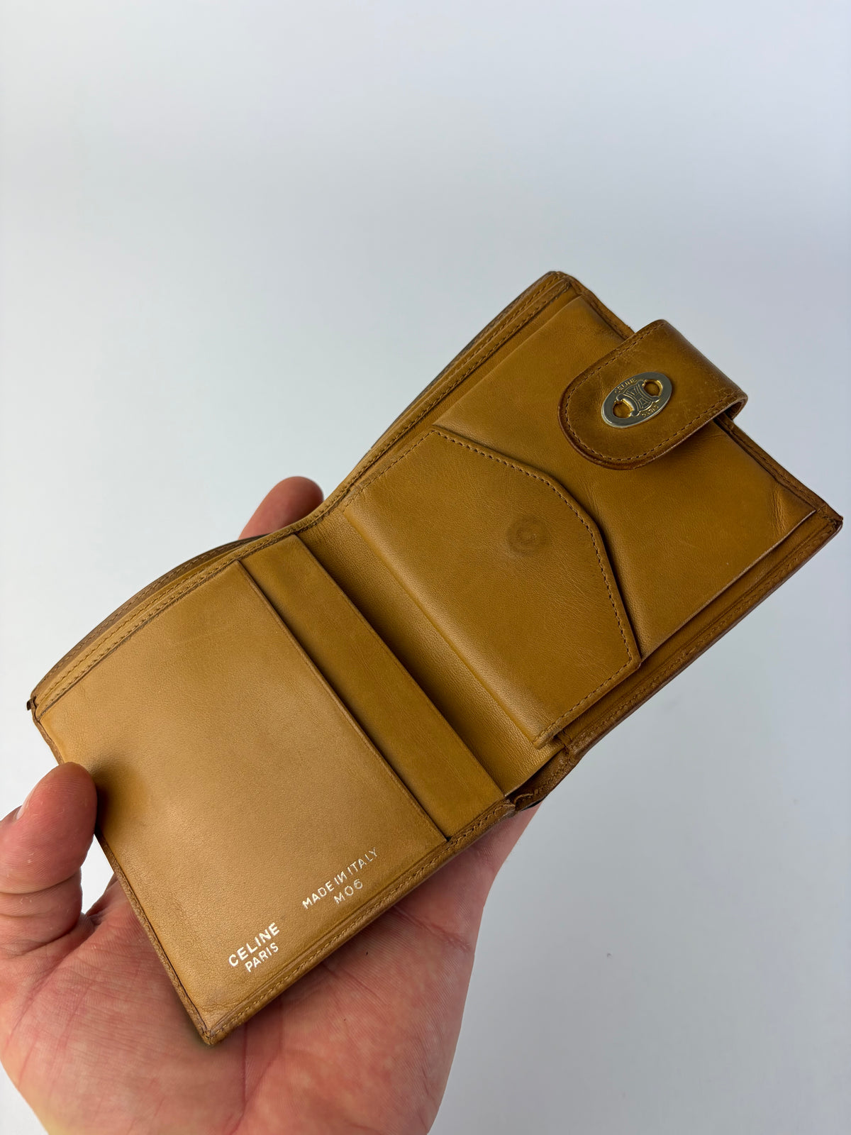 Vintage Celine Macadam Canvas Bifold Wallet Brown Tan