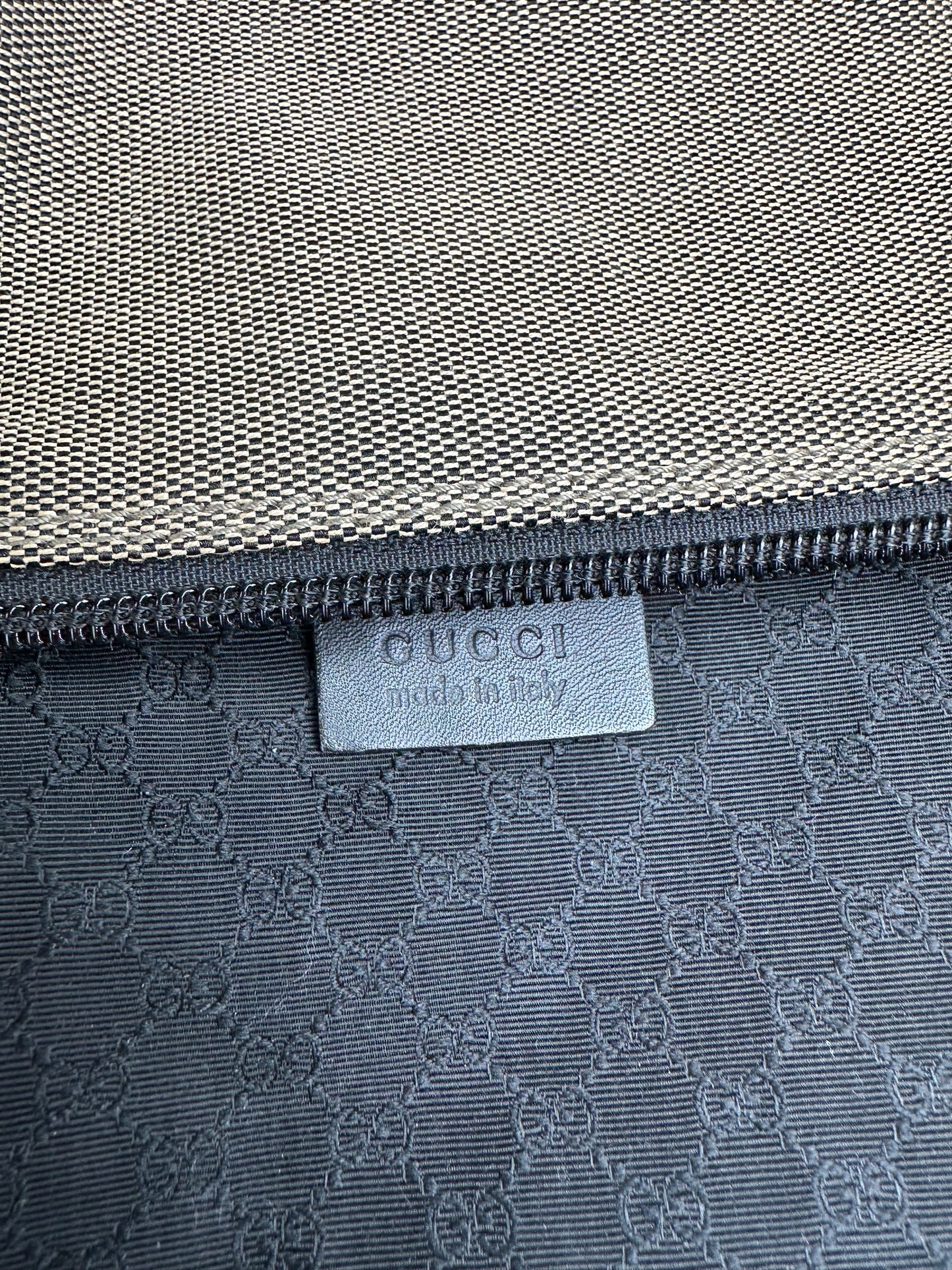 Vintage Gucci Leather / Canvas Mini Handbag Grey Black