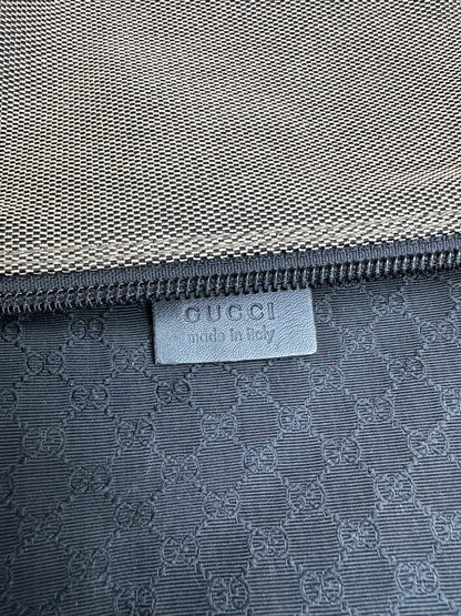 Vintage Gucci Leather / Canvas Mini Handbag Grey Black