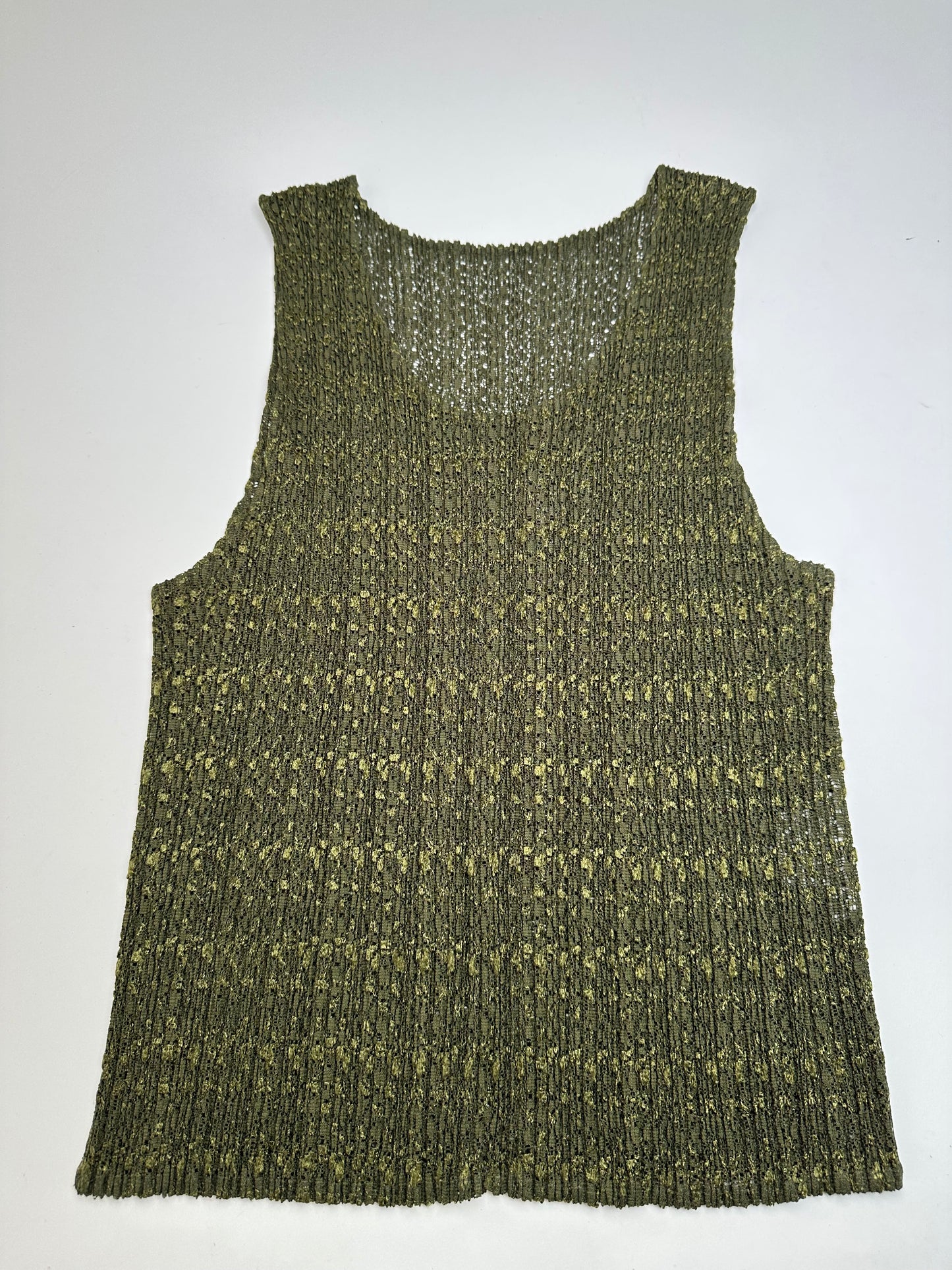 Vintage Pleats Metallic Accent Top Y2K Olive Gold