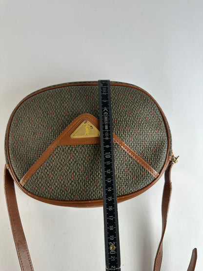 Vintage Yves Saint Laurent Flap Crossbody Bag Late 1980s Olive Brown