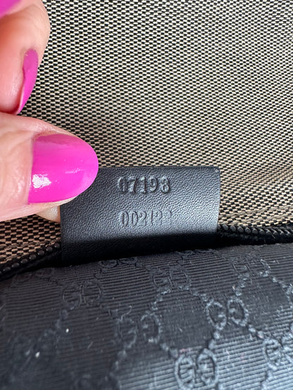 Vintage Gucci Leather / Canvas Mini Handbag Grey Black