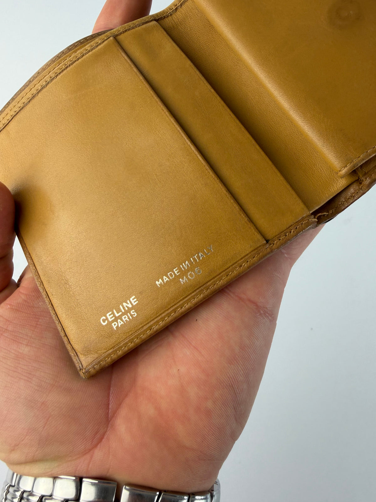Vintage Celine Macadam Canvas Bifold Wallet Brown Tan