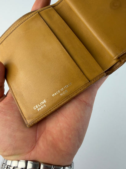 Vintage Celine Macadam Canvas Bifold Wallet Brown Tan