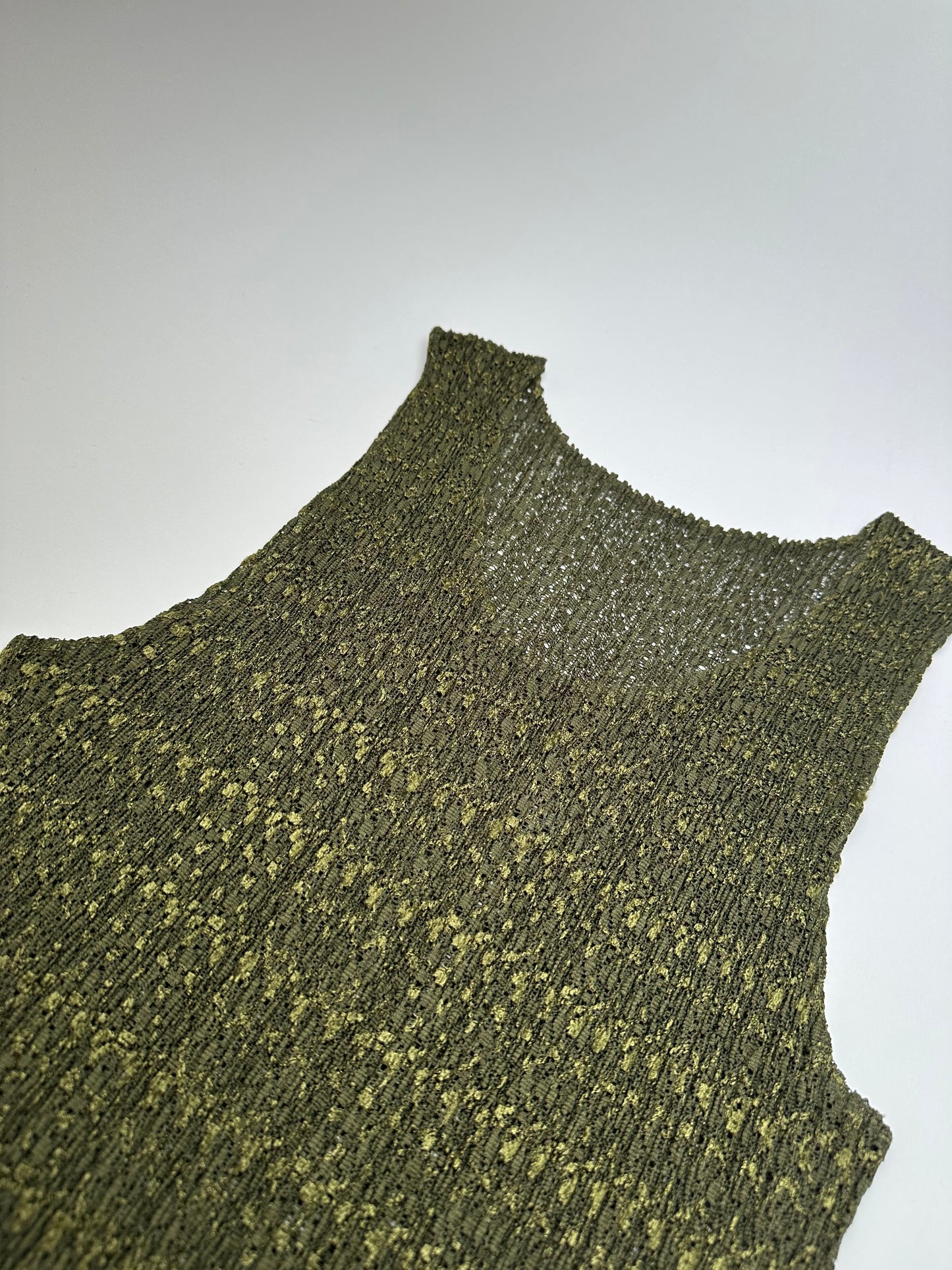 Vintage Pleats Metallic Accent Top Y2K Olive Gold