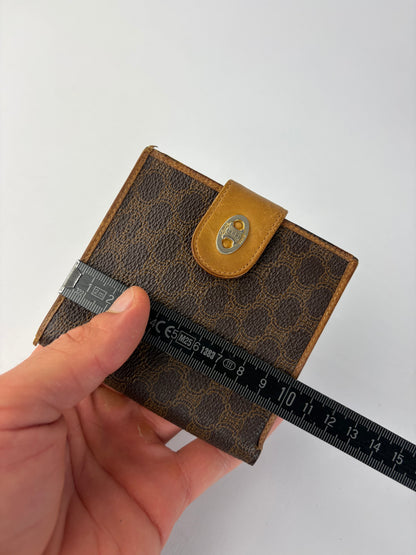 Vintage Celine Macadam Canvas Bifold Wallet Brown Tan