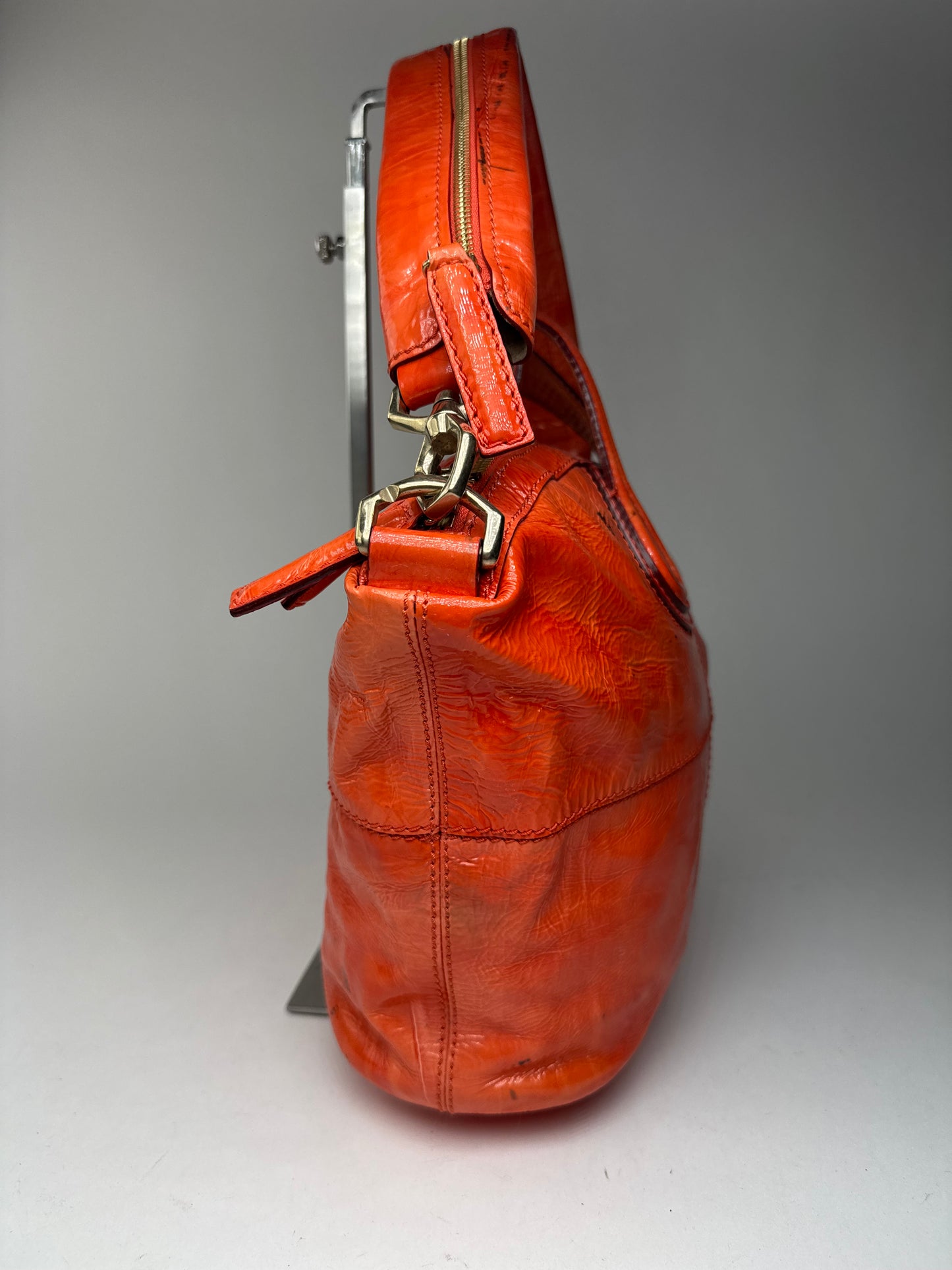 Sac vintage Givenchy Nightingale en cuir verni à deux voies Orange