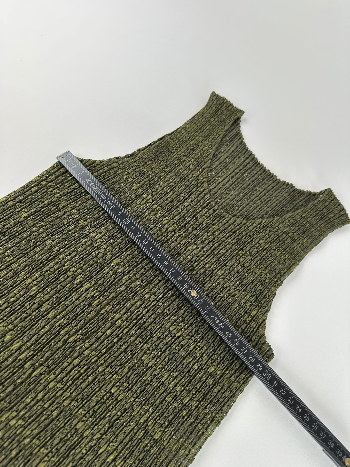 Vintage Pleats Metallic Accent Top Y2K Olive Gold