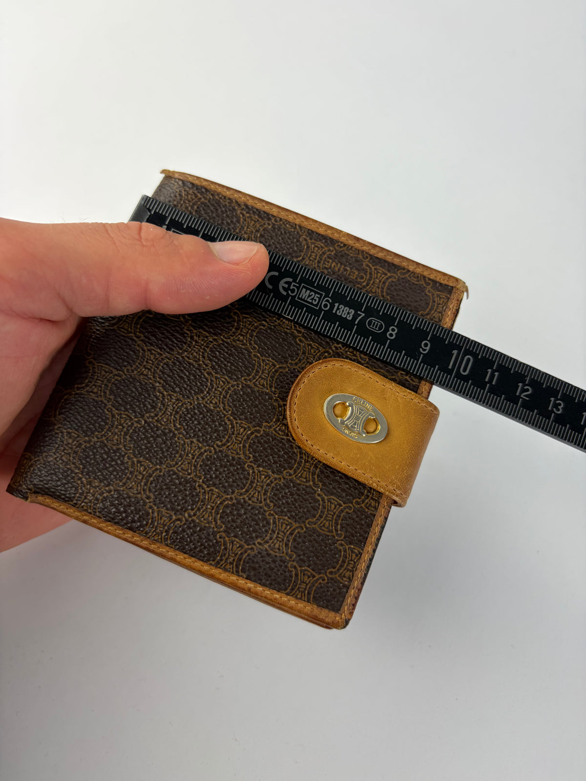 Vintage Celine Macadam Canvas Bifold Wallet Brown Tan