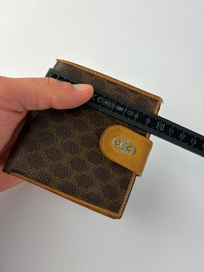 Vintage Celine Macadam Canvas Bifold Wallet Brown Tan