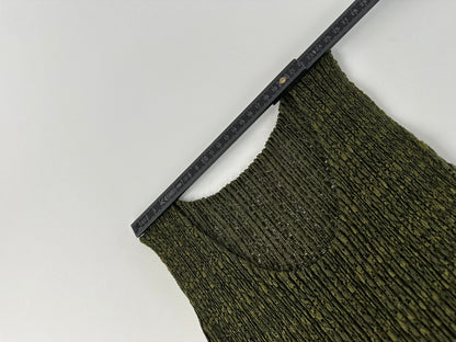 Vintage Pleats Metallic Accent Top Y2K Olive Gold