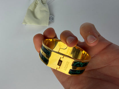 Vintage Loewe Cuff Bracelet Black Green Gold c. Late 1990s