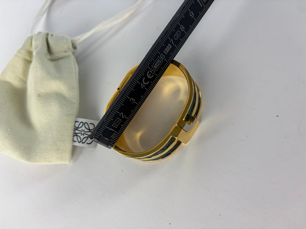 Vintage Loewe Cuff Bracelet Black Green Gold c. Late 1990s