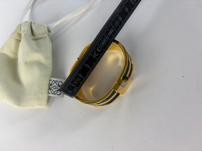 Vintage Loewe Cuff Bracelet Black Green Gold c. Late 1990s