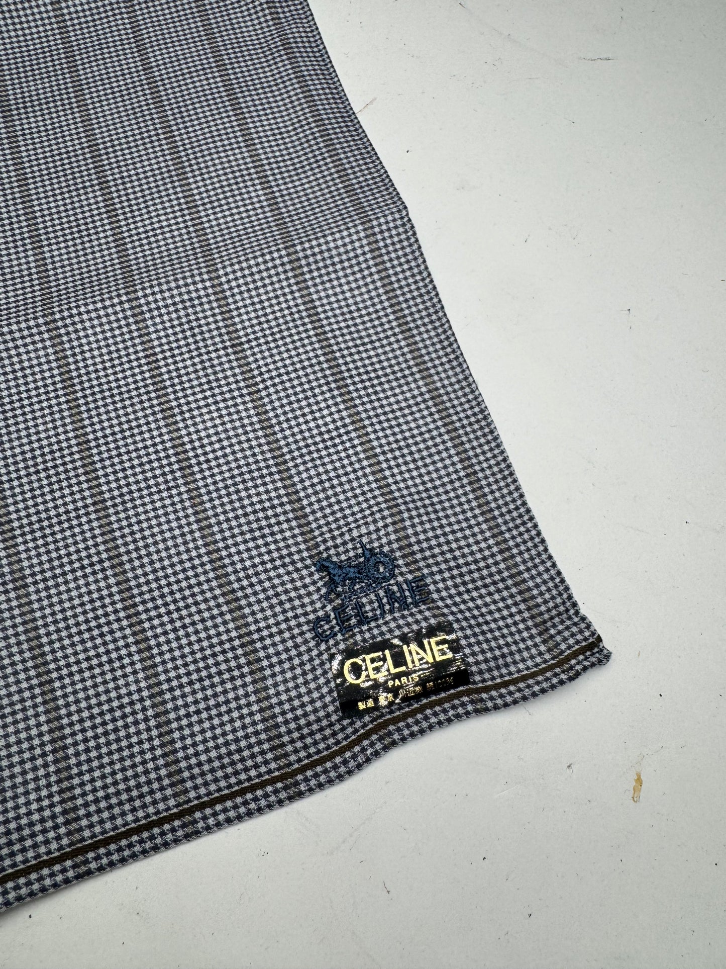 Vintage Celine Checked Scarf grey