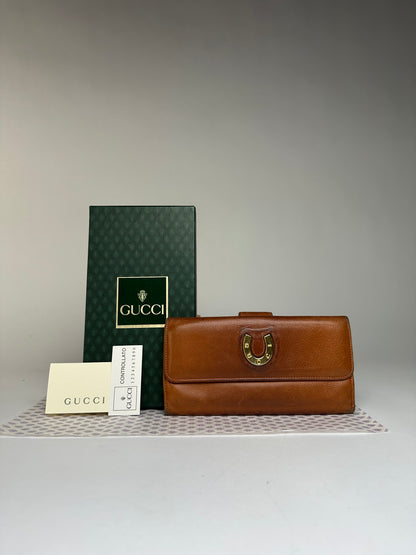 Vintage Gucci Grain Leather Bifold Wallet Late 1990s Brown