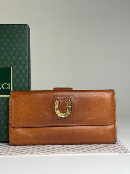 Vintage Gucci Grain Leather Bifold Wallet Late 1990s Brown