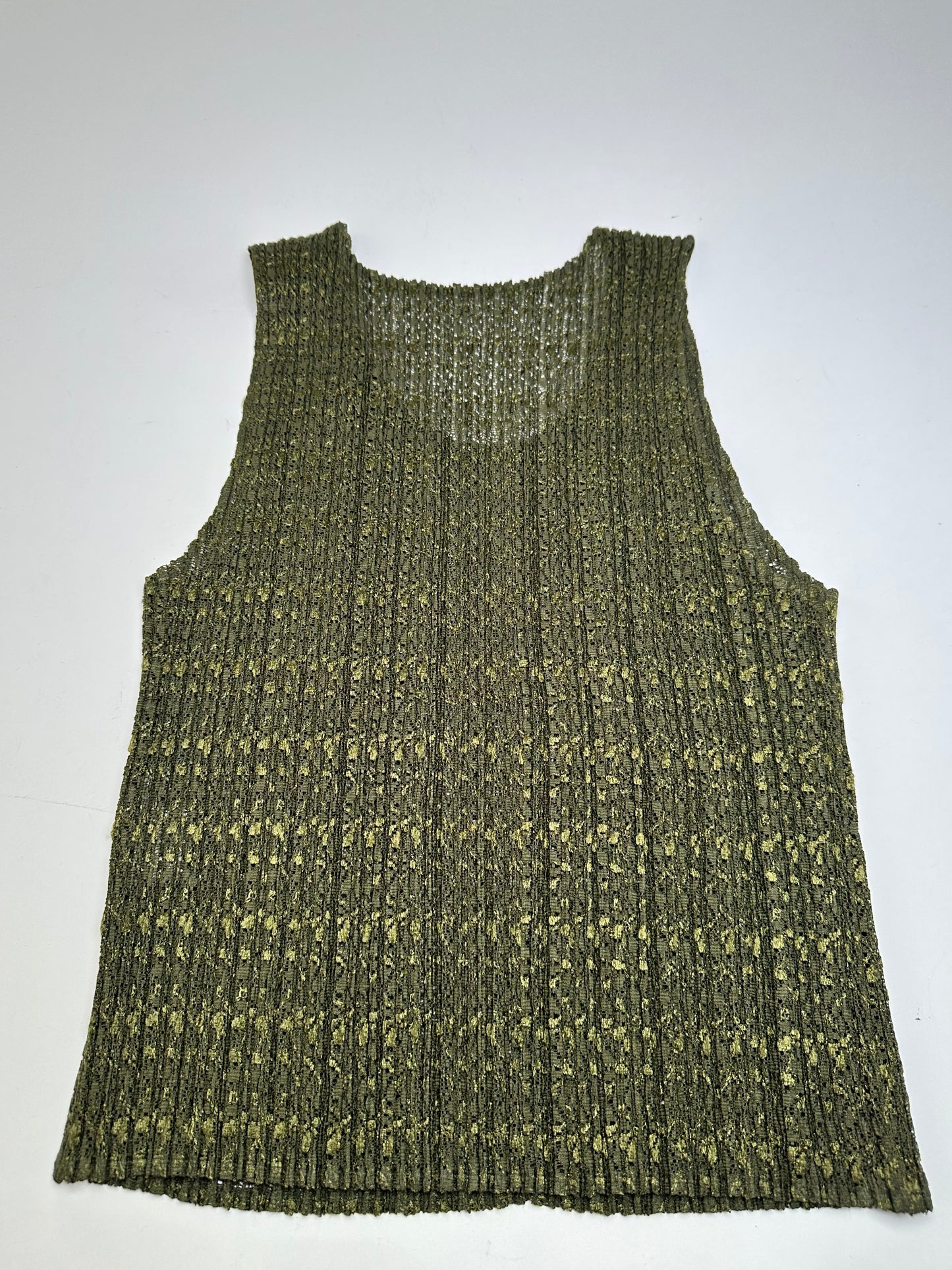 Vintage Pleats Metallic Accent Top Y2K Olive Gold