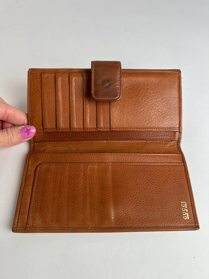 Vintage Gucci Grain Leather Bifold Wallet Late 1990s Brown