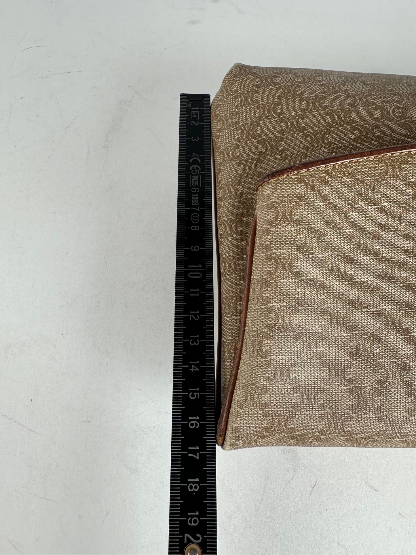 Vintage Celine Paris Leather Monogram Clutch Beige Brown