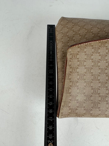 Vintage Celine Paris Leather Monogram Clutch Beige Brown