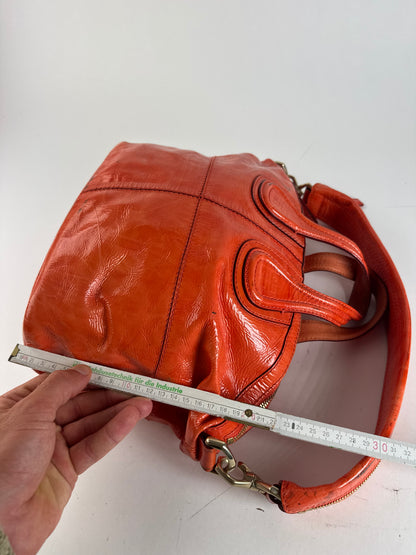 Sac vintage Givenchy Nightingale en cuir verni à deux voies Orange
