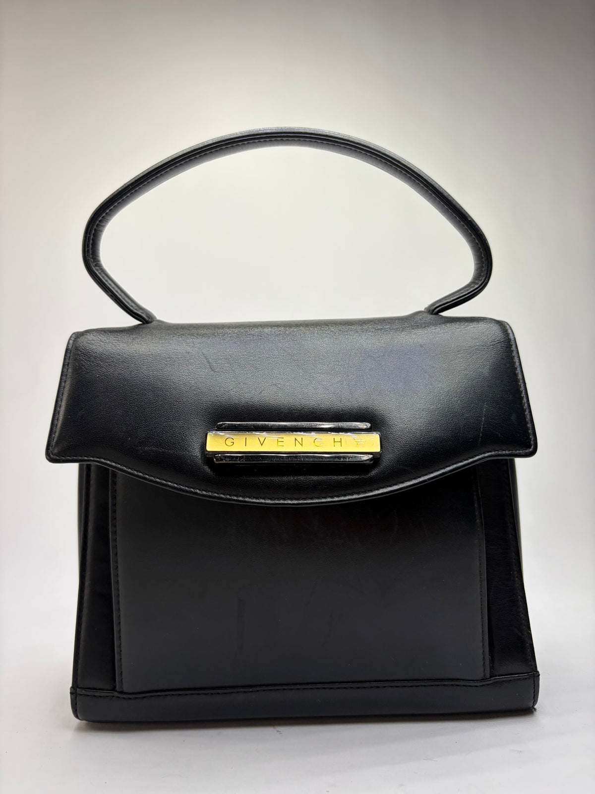 Vintage Givenchy Structured Top-Handle Bag Late 1980s Black